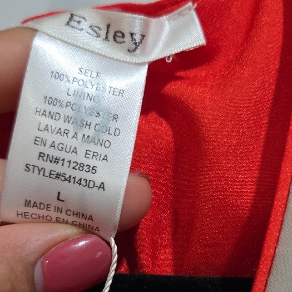 Esley By Anthropology Orange and Cream Patterned Mini Dress Sz L New With Tag - Picture 3 of 9